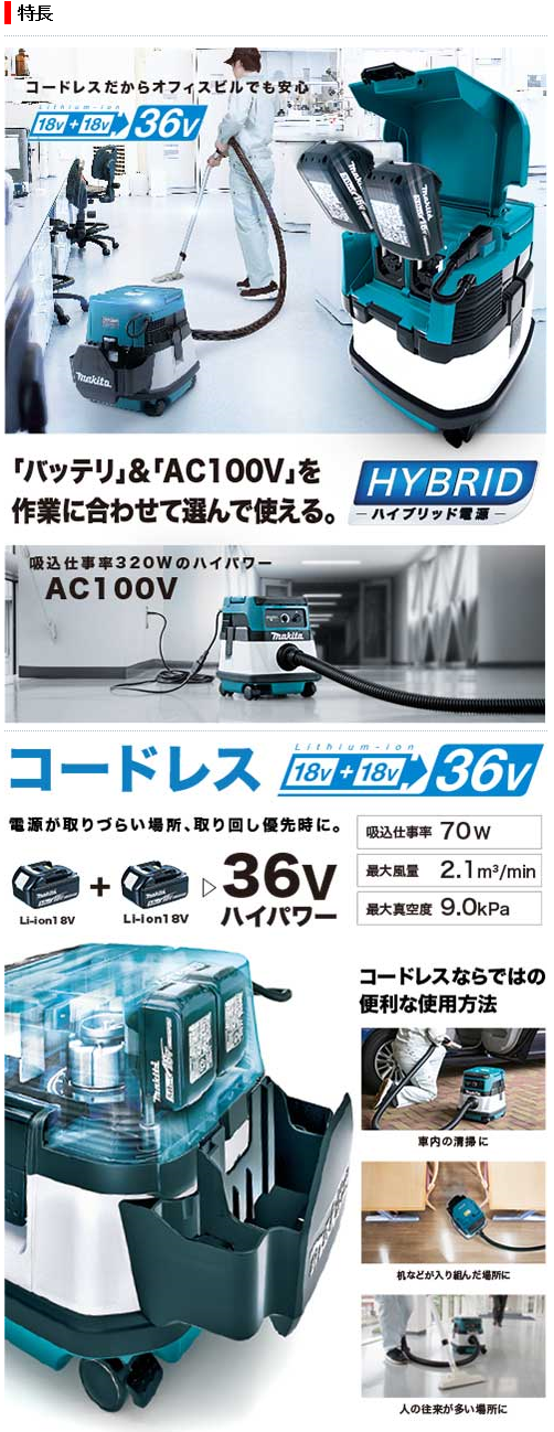 マキタ　36V　充電式集塵機(乾湿両用)　8L　VC860DZ