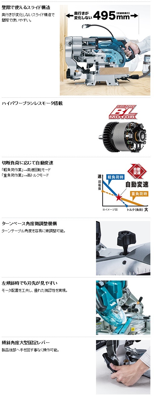 マキタ 18V 165㎜充電式スライドマルノコ LS610DRG/DZ