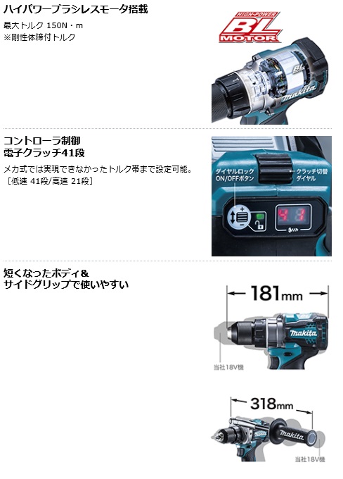 マキタ　40Vmax　2.5Ah　充電式ドライバドリル　DF001GRDX
