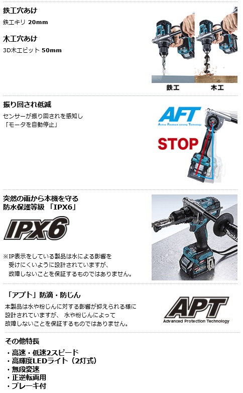 マキタ　40Vmax　2.5Ah　充電式ドライバドリル　DF001GRDX