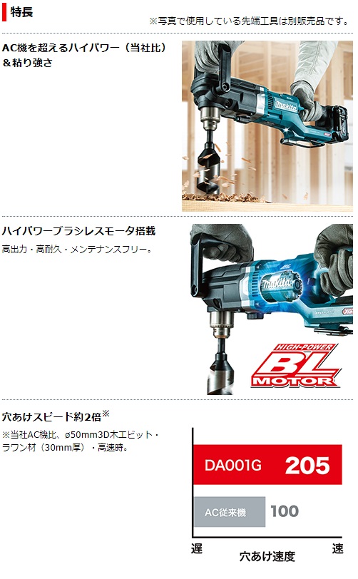 マキタ　40Vmax　13mm充電式アングルドリル　DA001GZK　本体のみ