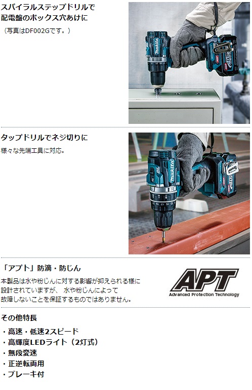 マキタ　40Vmax　2.5Ah　充電式震動ドライバドリル　HP002GRDX