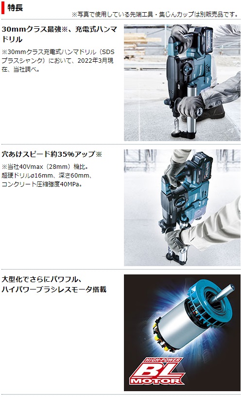 マキタ　40Vmax　充電式ハンマドリル　HR008GZKV　本体のみ　集じんシステム付