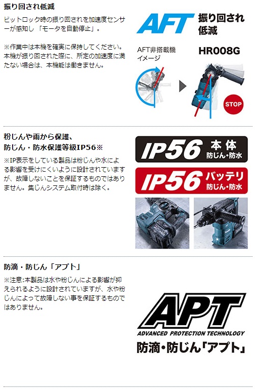 マキタ　40Vmax　充電式ハンマドリル　HR008GZKV　本体のみ　集じんシステム付