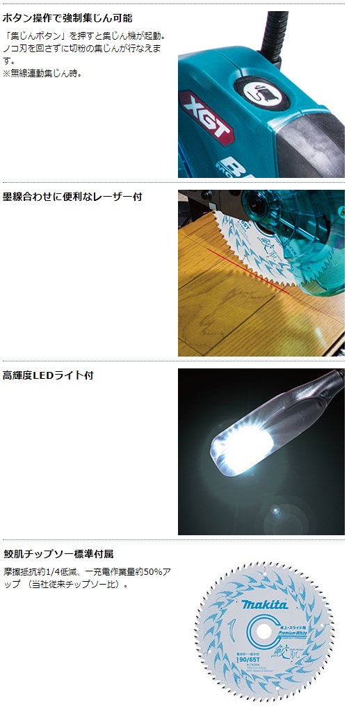 マキタ 40Vmax 190mm充電式スライドマルノコ LS008GZ 本体のみ 無線連動対応