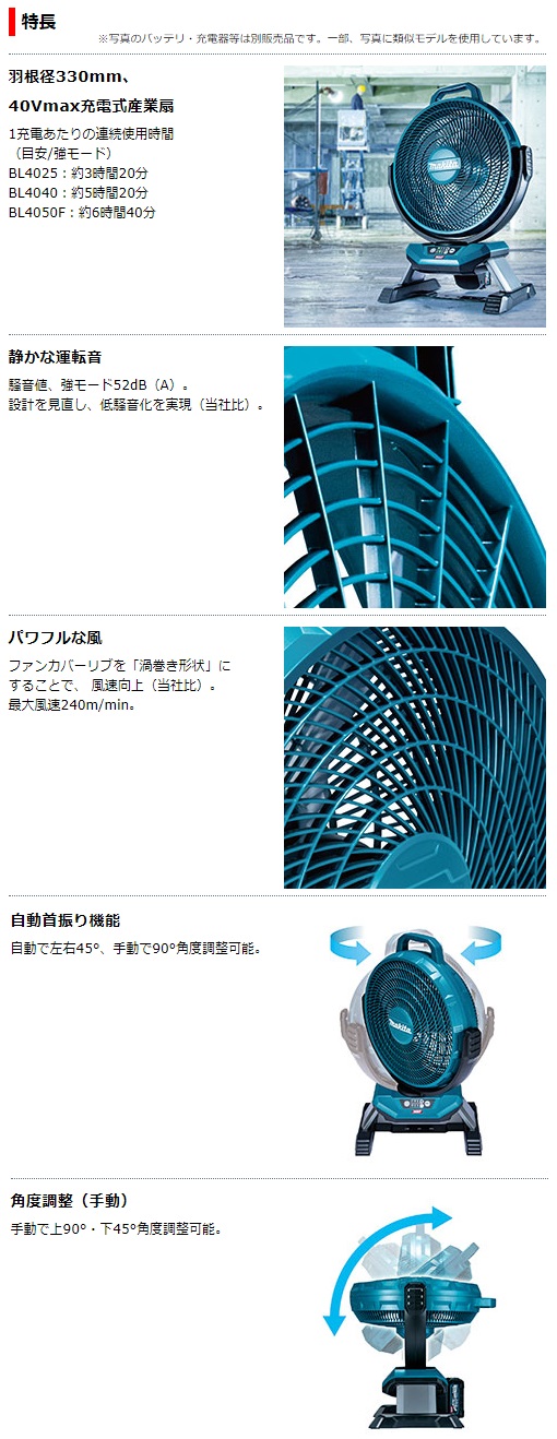 マキタ　40Vmax　充電式産業扇　CF002GZ　本体のみ　羽根径330mm
