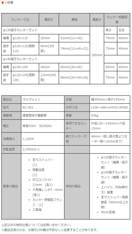 【在庫・納期確認必須】松井鉄工所　ラジアル21　RC-301　Φ120カッター付