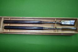 中古品　希少品　入手困難　助延正　長谷川高峰作龍彫　本突きのみ　8分・1寸6分　2本組　黒檀柄