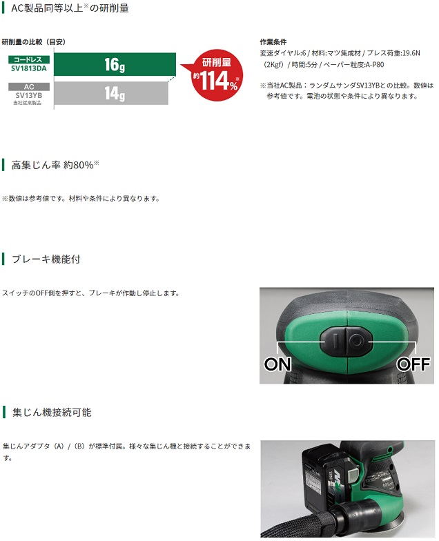 HiKOKI　18V　5.0Ah　コードレスランダムサンダ　SV1813DA